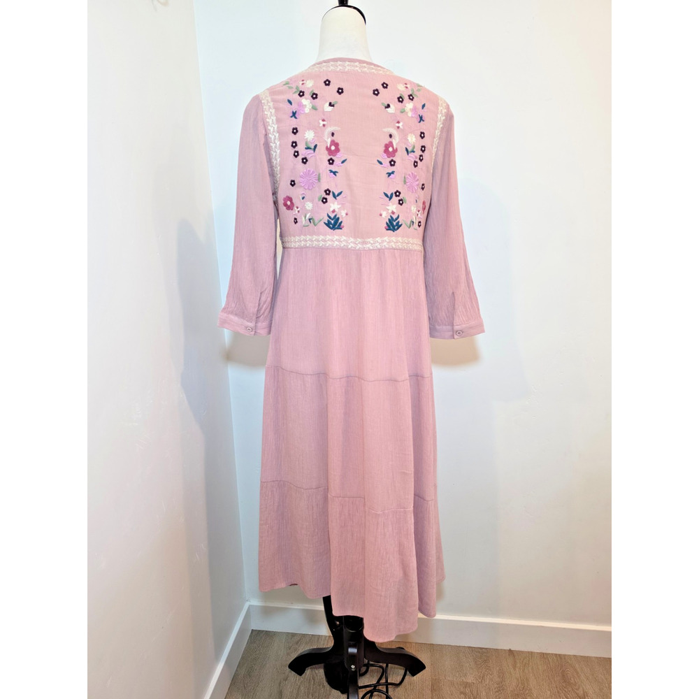 Orange Creek Embroidered Maxi Dress Small Pink Boho - Picture 4 of 8